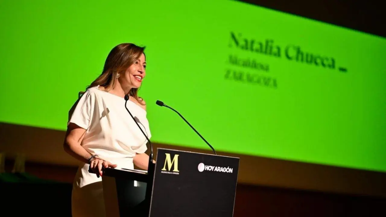 Natalia Chueca, alcaldesa de Zaragoza, en la bienvenida de los Premios Mujeres Influyentes de Arag&oacute;n 2026. / HA