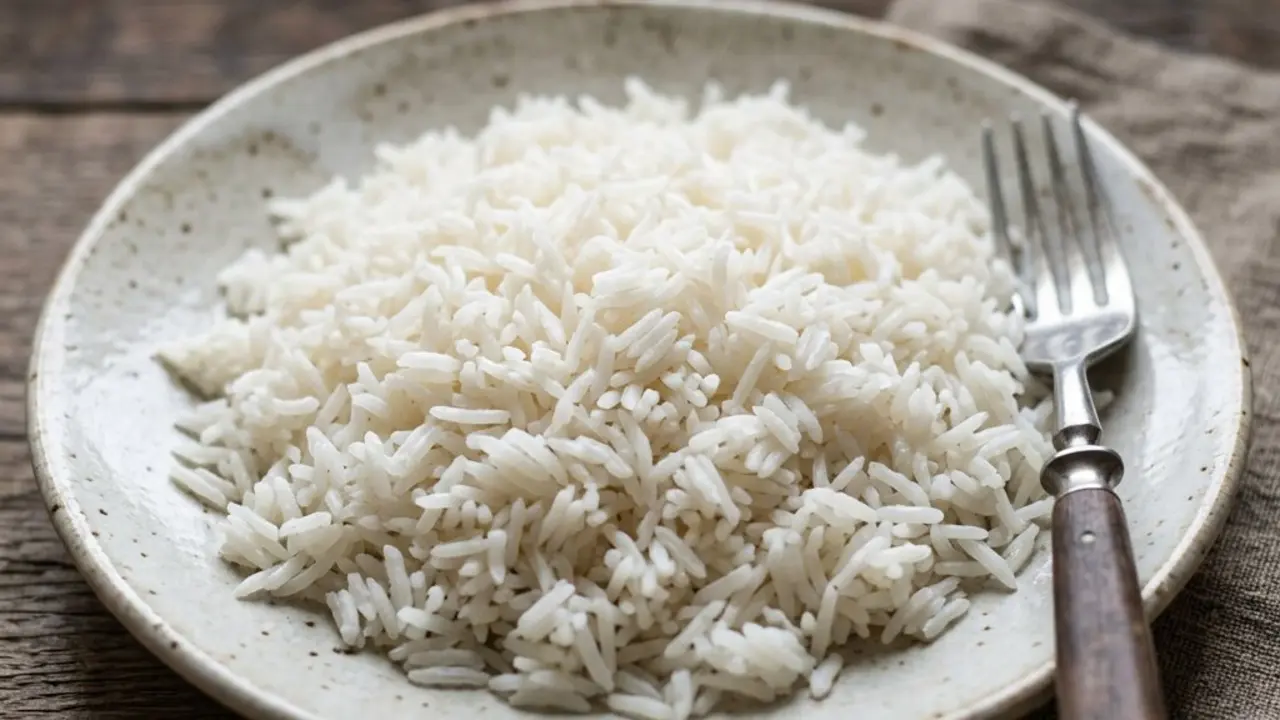 Plato de arroz blanco