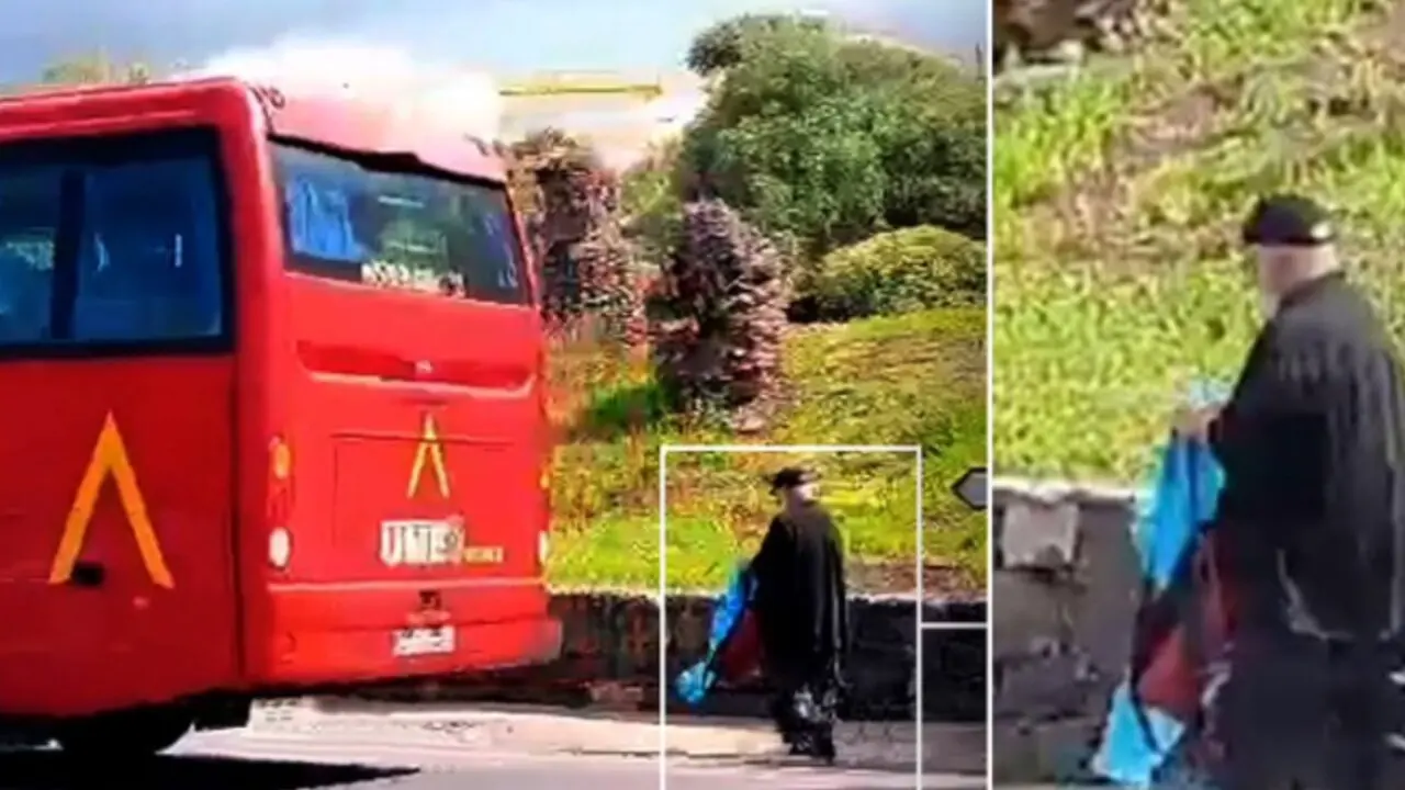 El momento captado por una c&aacute;mara donde un sanitario sin EPI accede al autob&uacute;s de la UME / Ok Diario