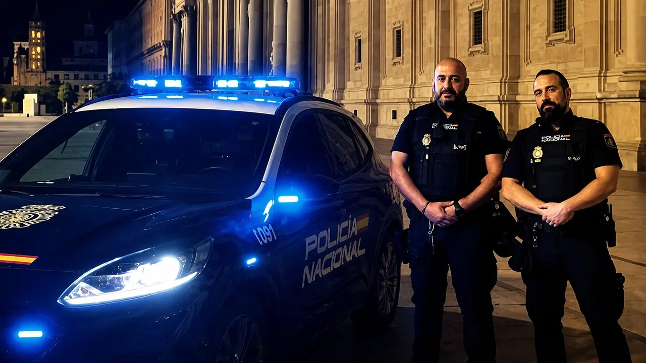 Los polic&iacute;as que han evitado que la mujer se lanzara desde el noveno piso - Polic&iacute;a Nacional