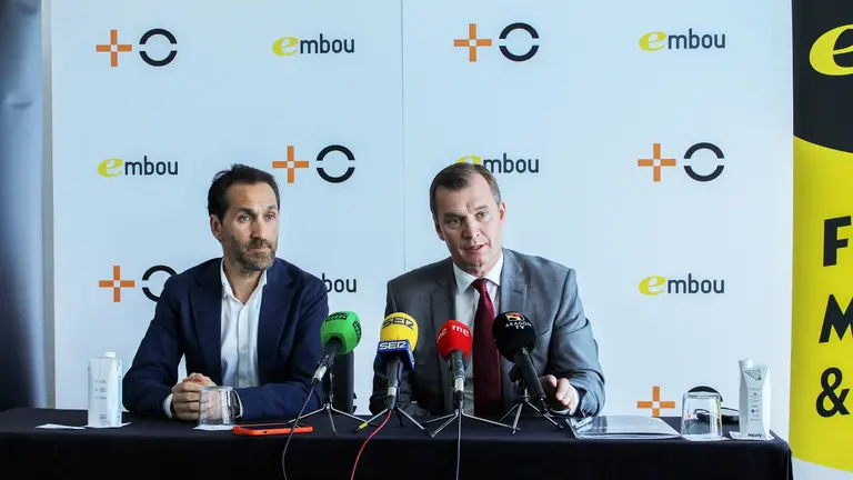 Jorge Blasco, CEO de Embou, y Meinrad Spenger, consejero delegado de MASORANGE / Embou