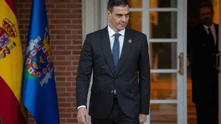 El presidente del Gobierno, Pedro S&aacute;nchez, este lunes en La Moncloa