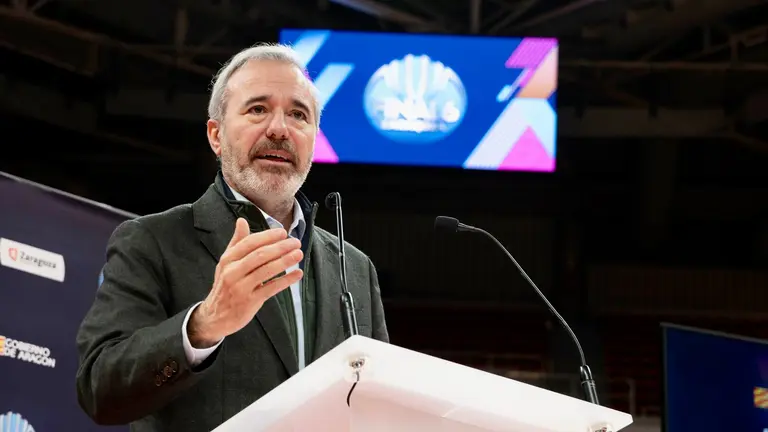 El presidente de Arag&oacute;n, Jorge Azc&oacute;n, en la presentaci&oacute;n en el pabell&oacute;n Pr&iacute;ncipe Felipe este lunes