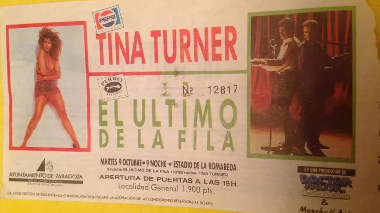 Entrada para el concierto de Tina Turnet en Zaragoza / Perdidos en los 80