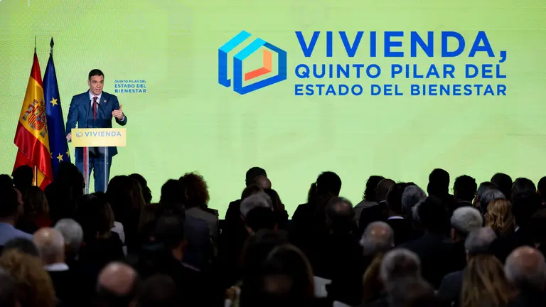 El presidente del Gobierno, Pedro S&aacute;nchez, en el acto sobre vivienda del Gobierno
