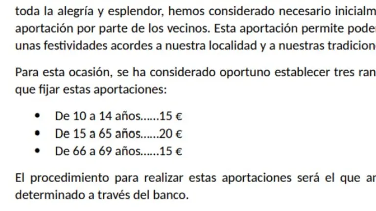 Extracto de la carta enviada a los vecinos