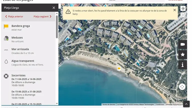 Lugar donde han fallecido ambos hermanos en la playa Llarga de Salou (Tarragona). / PROTECCI&Oacute;N CIVIL
