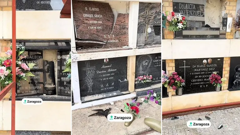 Fragmentos del v&iacute;deo en el que se denuncian los destrozos en el Cementerio de Torrero