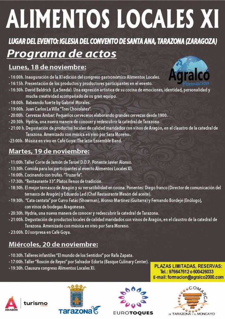 Programa del evento gastronómico Alimentos Locales XI de Tarazona. / HA