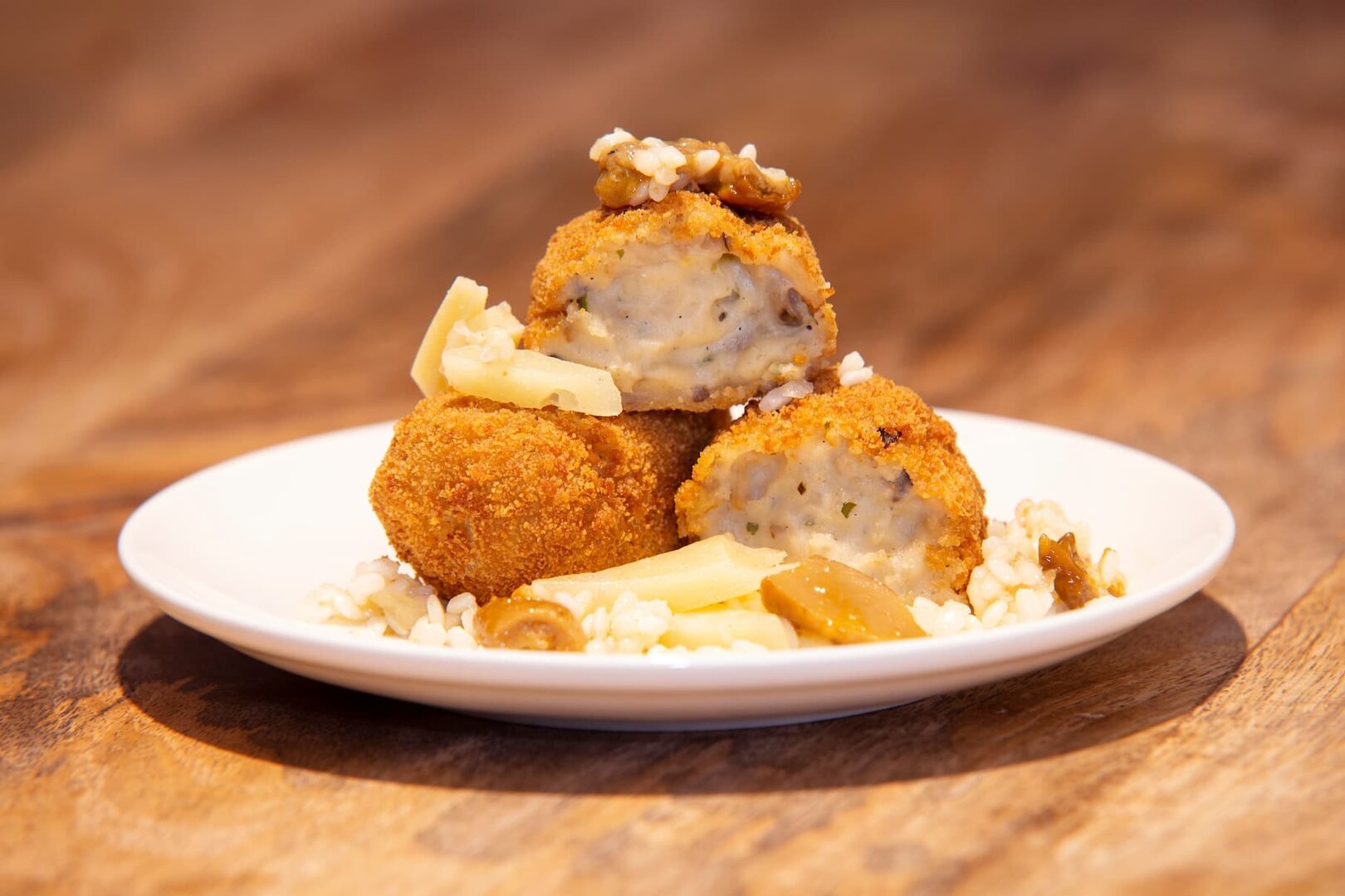 Croqueta de risotto y setas siitake. CROQUETARTE