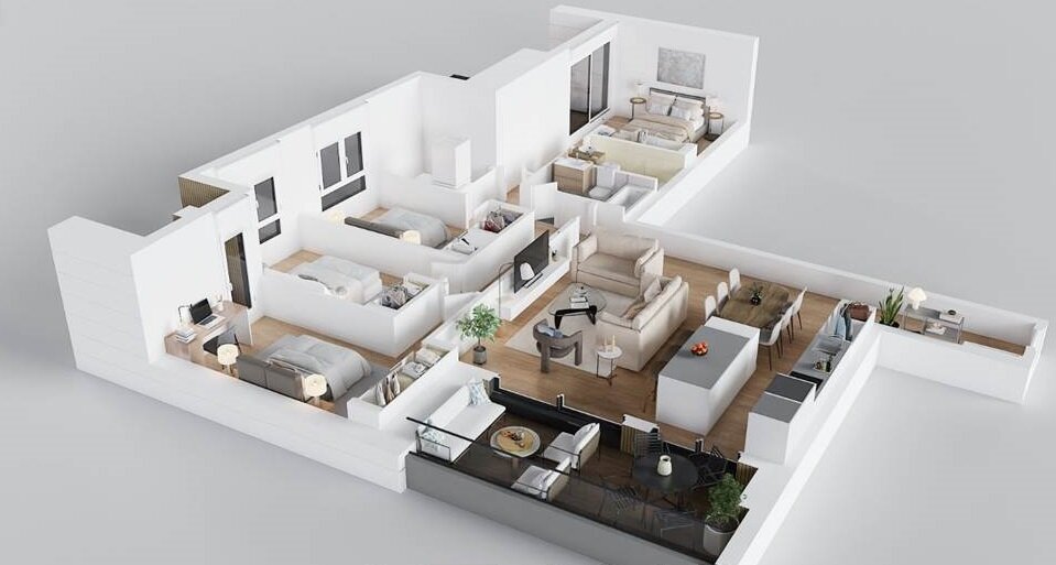 Planta de la vivienda con 4 habitaciones / Aragón Siglo XXI