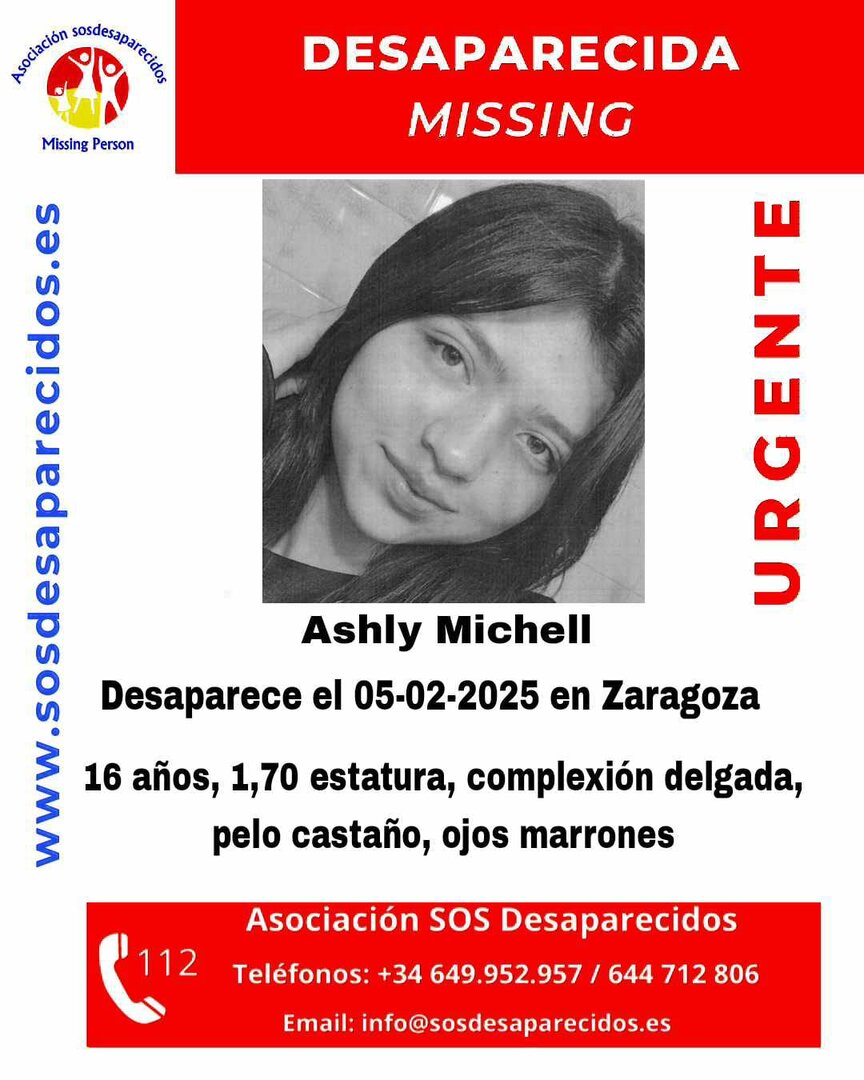 Imagen de otra menor desaparecida recientemente en Zaragoza  /SOS Desaparecidos