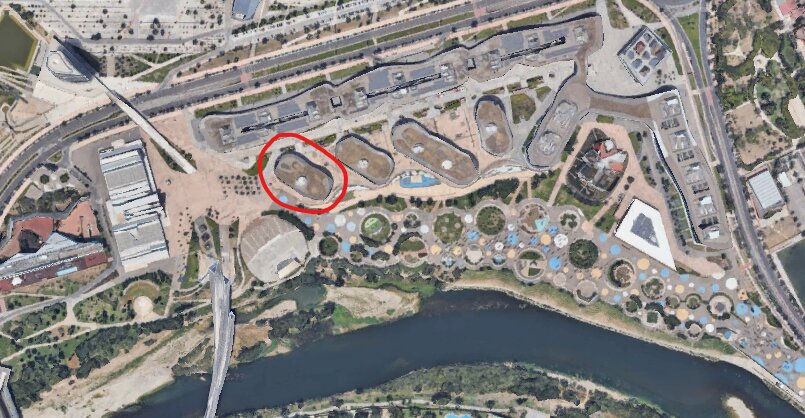 Vista desde Google Maps de los cacahuetes de la Expo