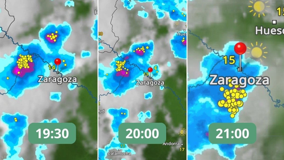 Las horas de la tormenta de esta tarde en Zaragoza