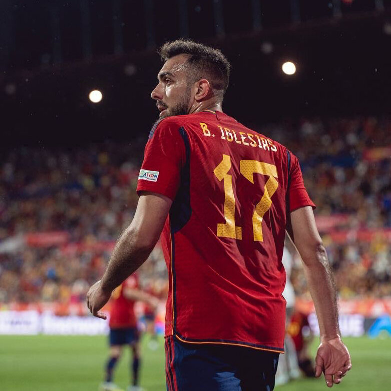 Borja Iglesias en su debut con España en el último partido de la selección española en La Romareda / RFEF
