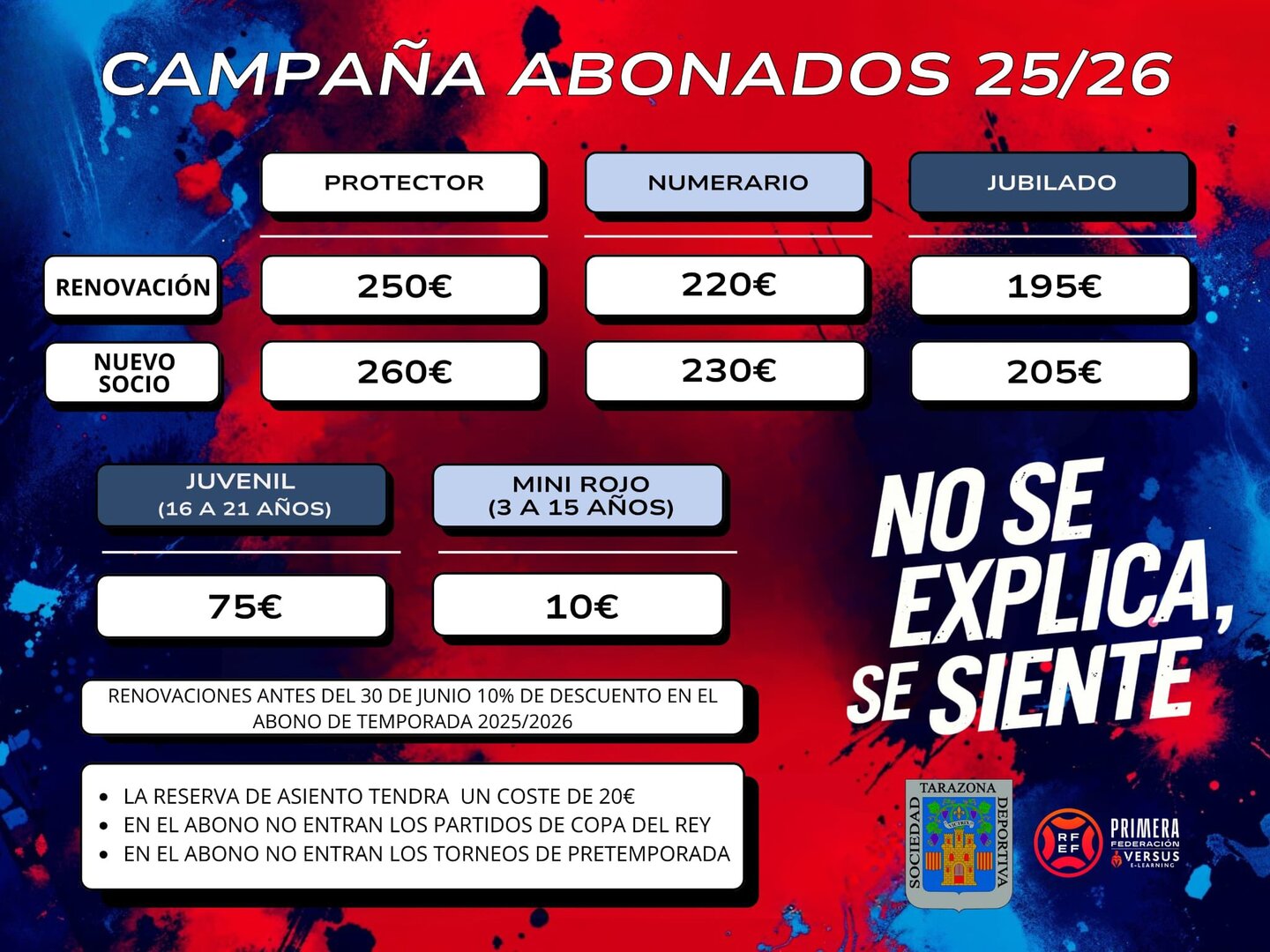 Cartel de la campaña de abonados dela SD Tarazona para la temporada 2025/26
