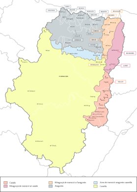 Mapa con la distribución de las lenguas propias de Aragón. (Zaragoza Lingüística)