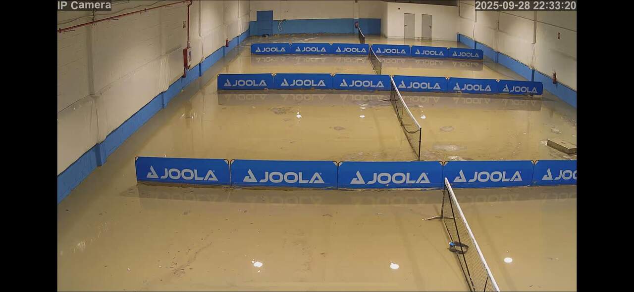 Así quedaron las pistas tras la inundación. / Imagen cedida a HOY ARAGÓN