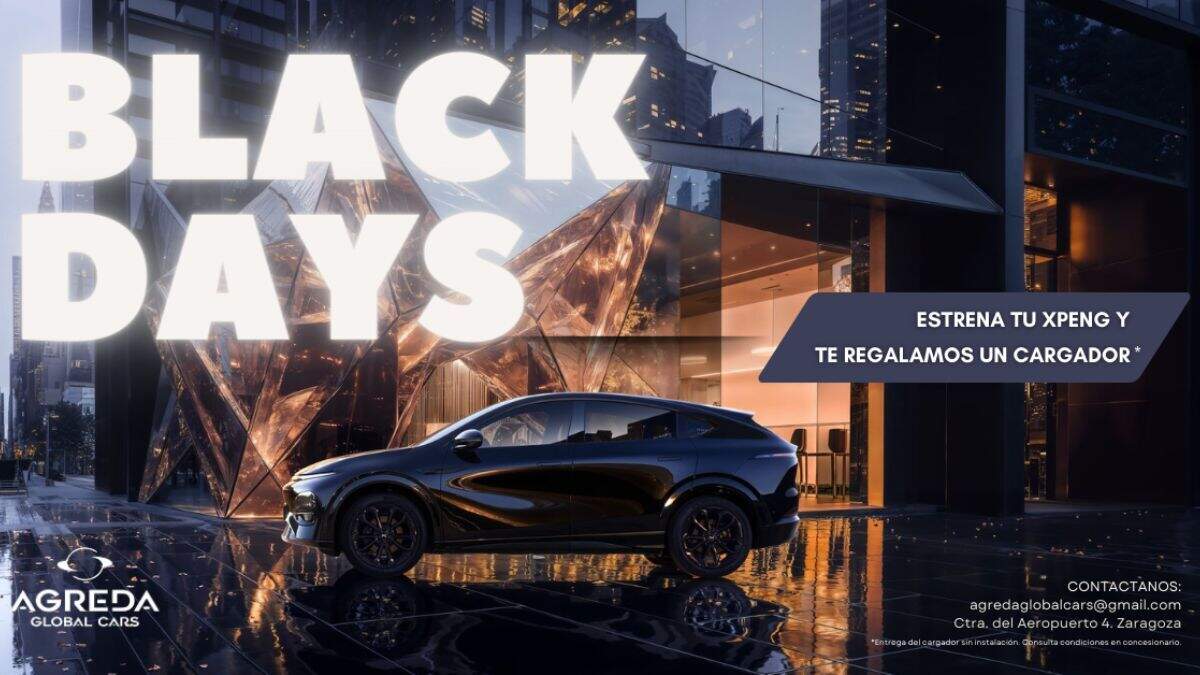 Promoción Black Days del XPENG G6 en Ágreda Global Cars (Zaragoza). / HA