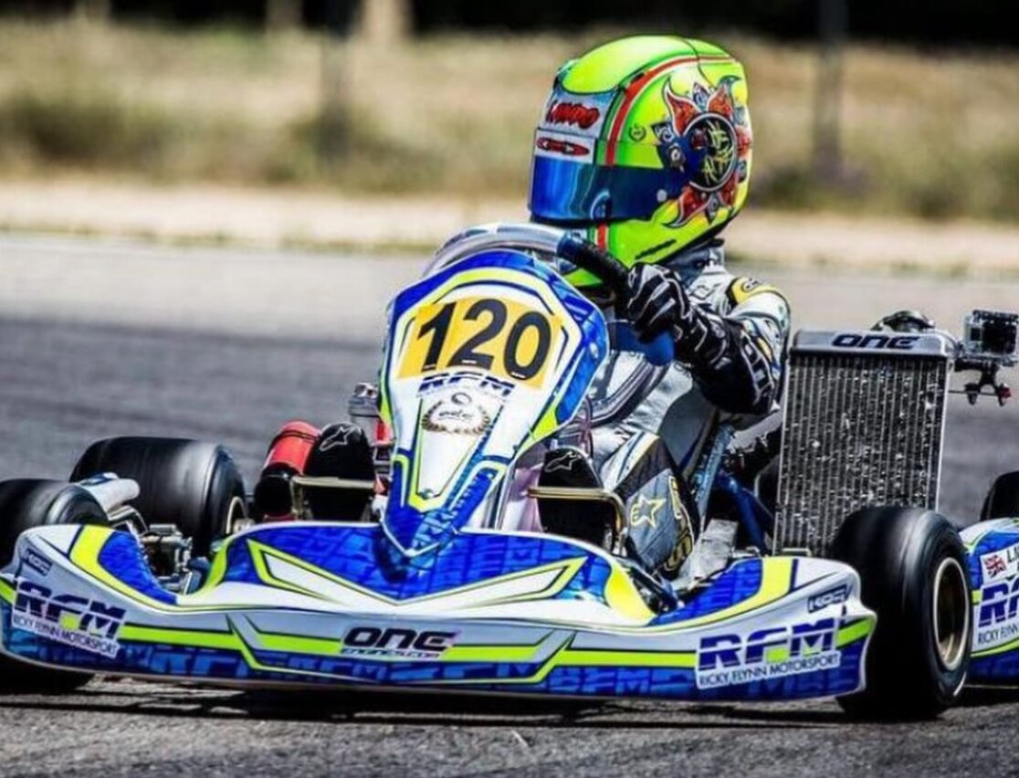 Lando Norris, en su carrera en el circuito de karting de Zuera, donde le valió el primer título de su historia / Circuito Internacional de Zuera