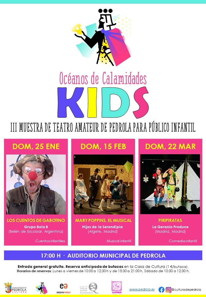 Cartel de la muestra de teatro para público infantil de este 2026 en Pedrola. / AYTO. PEDROLA