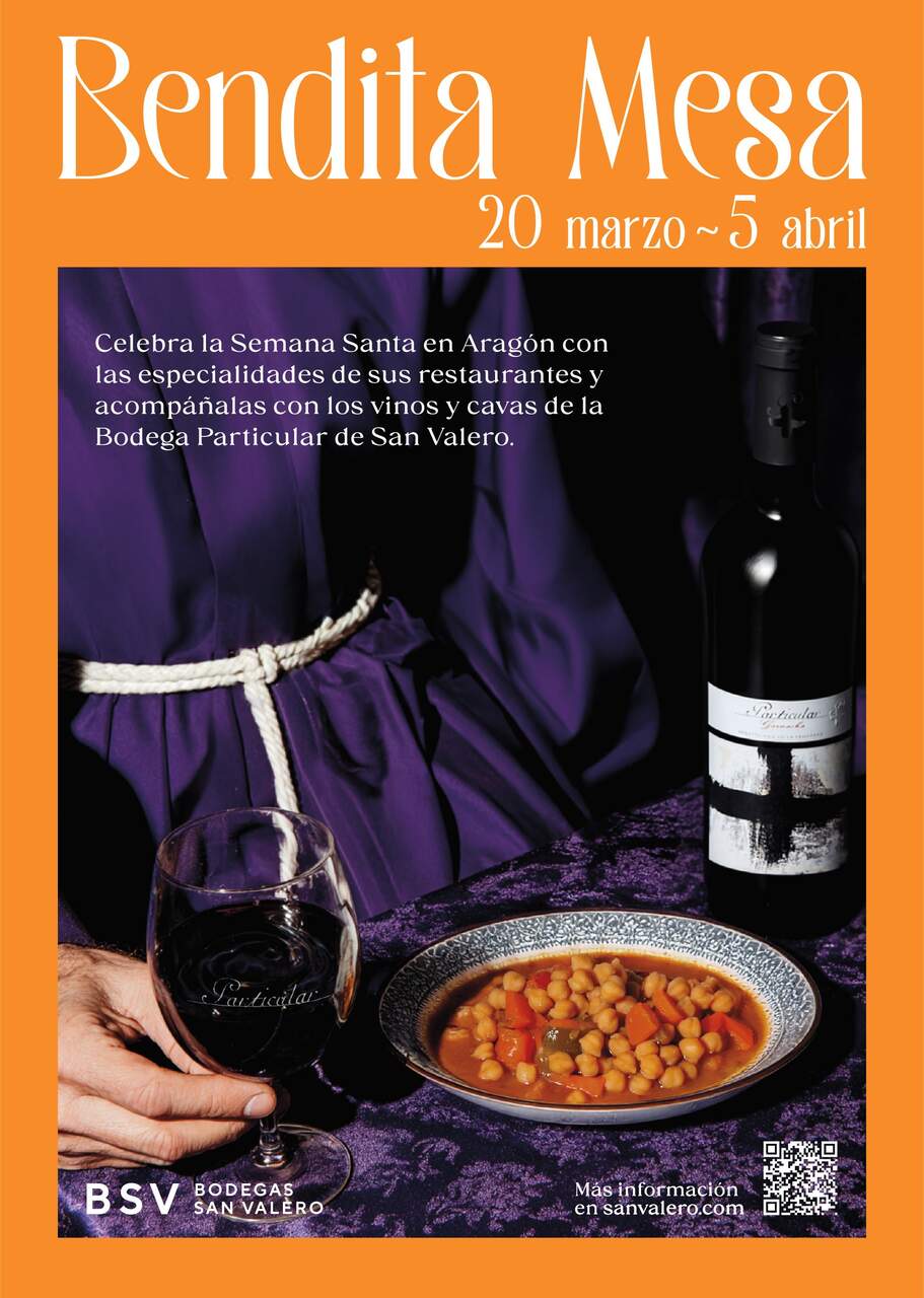 Cartel de "Bendita Mesa" ./ Bodegas San Valero