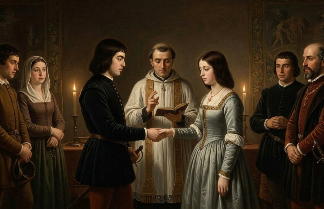 El matrimonio clandestino de Fernando II de Aragón e Isabel de Castilla, los futuros reyes Católicos / Gemini IA