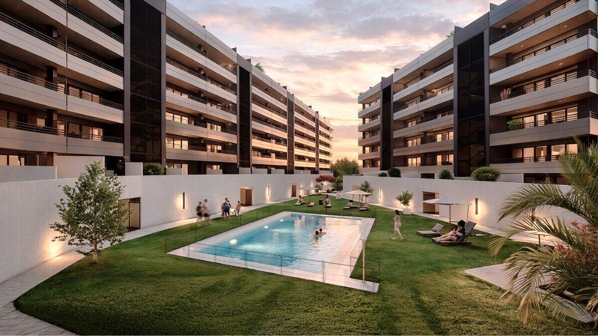 Zona común con piscina en Capriccio. / GRUPO LOBE
