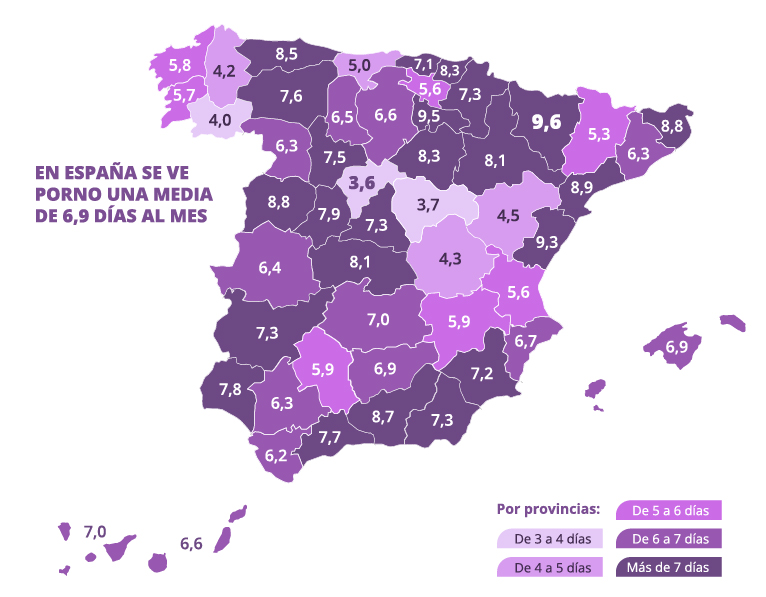 Mapa datos de consumo de porno en España / Diversual